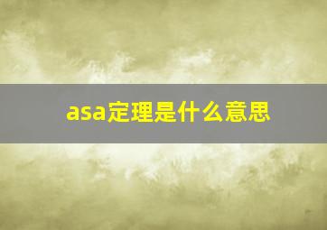 asa定理是什么意思