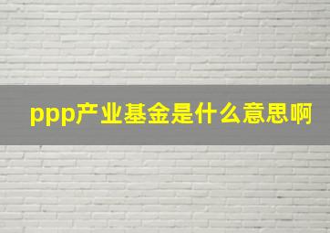 ppp产业基金是什么意思啊