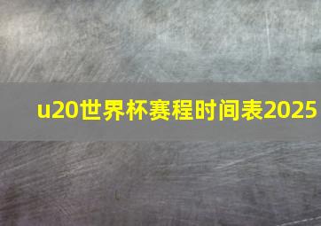 u20世界杯赛程时间表2025