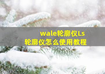 wale轮廓仪Ls轮廓仪怎么使用教程