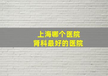 上海哪个医院肾科最好的医院