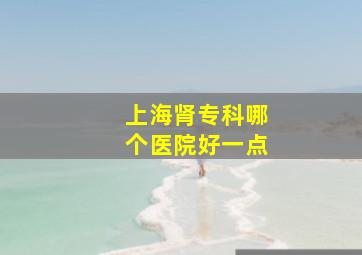 上海肾专科哪个医院好一点