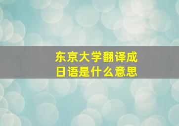 东京大学翻译成日语是什么意思