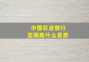 中国农业银行定期是什么意思