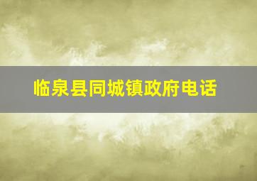 临泉县同城镇政府电话