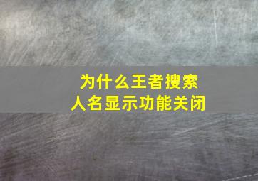 为什么王者搜索人名显示功能关闭