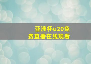 亚洲杯u20免费直播在线观看