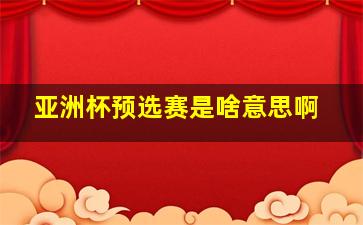 亚洲杯预选赛是啥意思啊