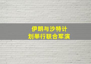 伊朗与沙特计划举行联合军演