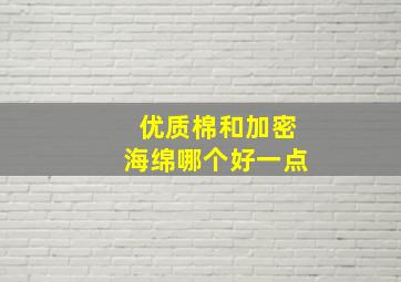 优质棉和加密海绵哪个好一点