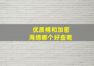 优质棉和加密海绵哪个好些呢