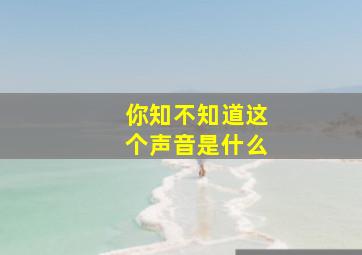 你知不知道这个声音是什么