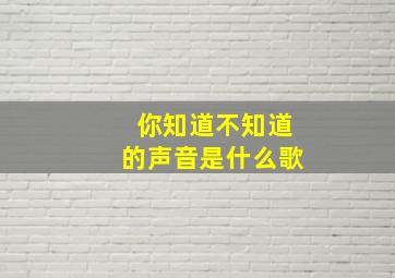 你知道不知道的声音是什么歌