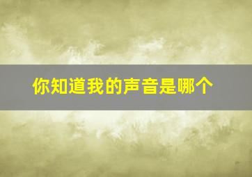 你知道我的声音是哪个