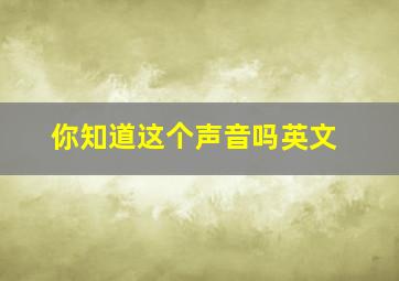 你知道这个声音吗英文