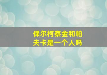 保尔柯察金和帕夫卡是一个人吗