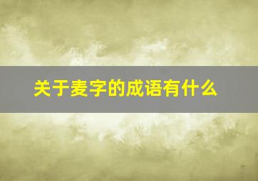 关于麦字的成语有什么