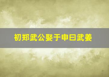 初郑武公娶于申曰武姜