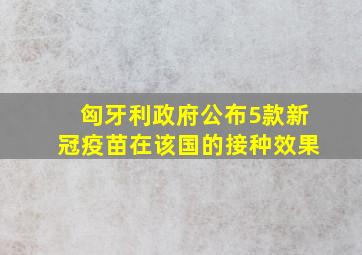 匈牙利政府公布5款新冠疫苗在该国的接种效果