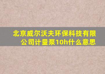 北京威尔沃夫环保科技有限公司计量泵10h什么意思