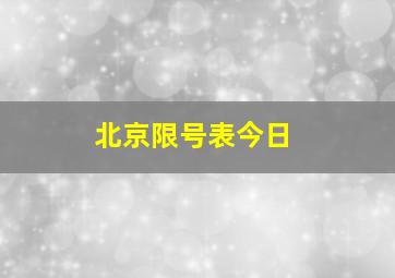 北京限号表今日