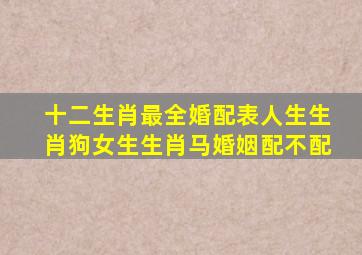 十二生肖最全婚配表人生生肖狗女生生肖马婚姻配不配