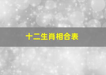 十二生肖相合表