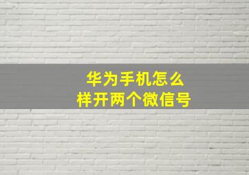 华为手机怎么样开两个微信号