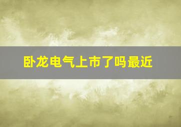 卧龙电气上市了吗最近