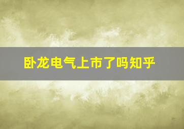 卧龙电气上市了吗知乎