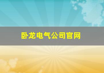 卧龙电气公司官网