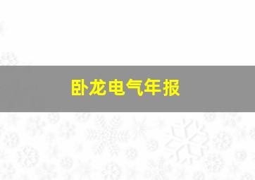 卧龙电气年报