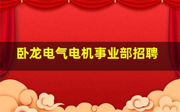 卧龙电气电机事业部招聘