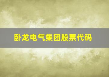 卧龙电气集团股票代码