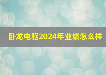 卧龙电驱2024年业绩怎么样