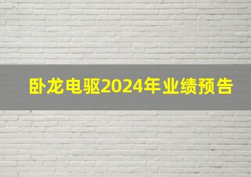 卧龙电驱2024年业绩预告