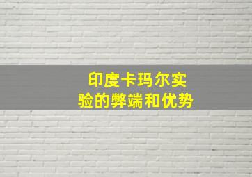 印度卡玛尔实验的弊端和优势