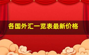 各国外汇一览表最新价格