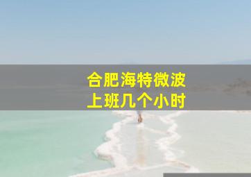 合肥海特微波上班几个小时