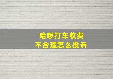 哈啰打车收费不合理怎么投诉