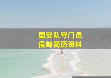 国安队守门员侯峰简历资料