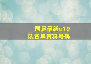 国足最新u19队名单资料号码