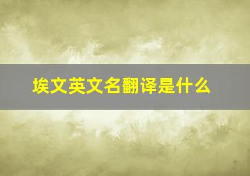 埃文英文名翻译是什么