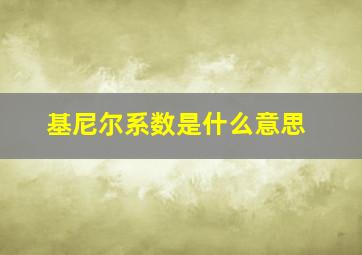 基尼尔系数是什么意思