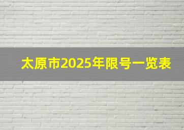 太原市2025年限号一览表