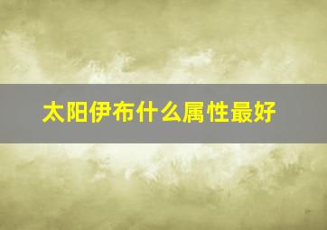 太阳伊布什么属性最好