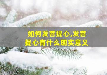 如何发菩提心,发菩提心有什么现实意义