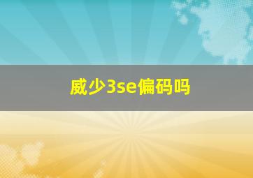 威少3se偏码吗