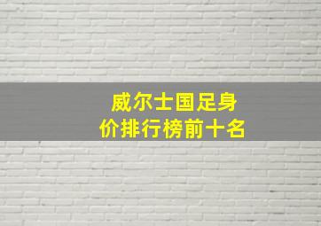 威尔士国足身价排行榜前十名