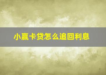 小赢卡贷怎么追回利息